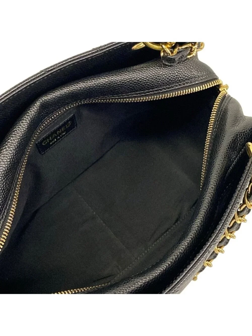Chanel Shoulder Bag Petit Timeless Tote Quilted Black Chain Gold